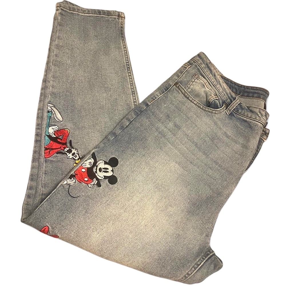 Torrid Disney Light Blue Straight Leg Jeans with Mickey Embroidery